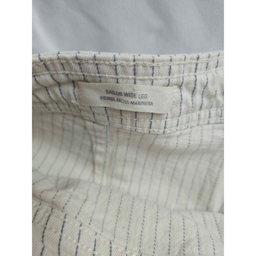 Universal Thread Sailor Wide Leg Pinstripe Pants Cream Navy Blue 14R High Rise - Picture 6 of 9